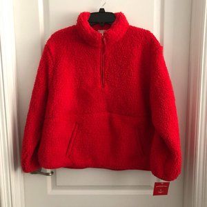 Wondershop Women's Red Faux Shearling Half Zip Pullover, XXL, Valentine's